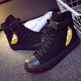 Cute Kawaii Cat Print High Heel Double-Layer Canvas Sneakers