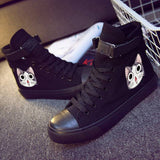 Cute Kawaii Cat Print High Heel Double-Layer Canvas Sneakers