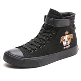 Funny Dog Print Illustration High Heel Canvas